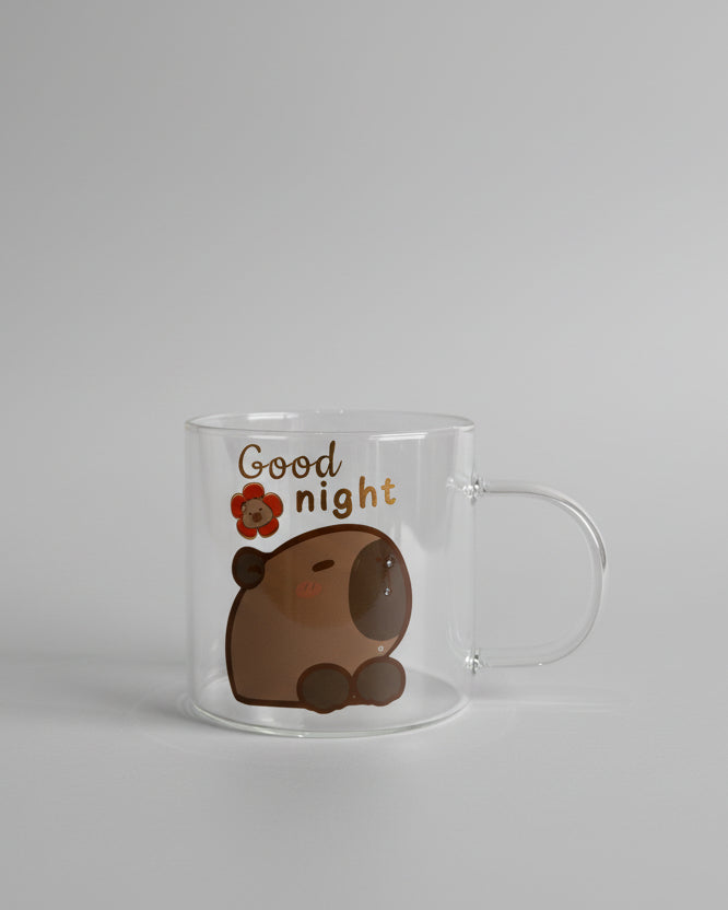 KIT CANECA CAPIVARA COM COLHER E BASE DE MADEIRA