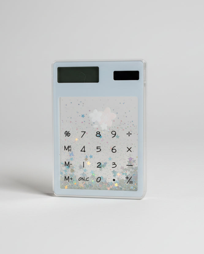 MINI CALCULADORA SOLAR COM GLITER