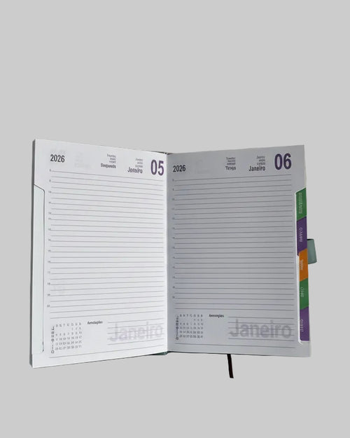 AGENDA 2026 COM FECHO MAGNÉTICO E DIVISÓRIAS DE MESES