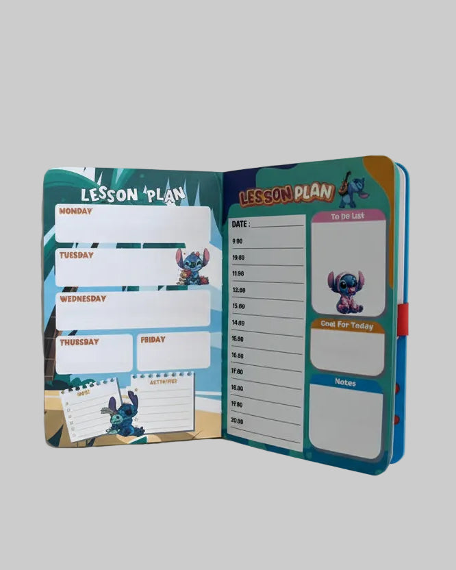 AGENDA E DIÁRIO STITCH COM FECHO MAGNÉTICO